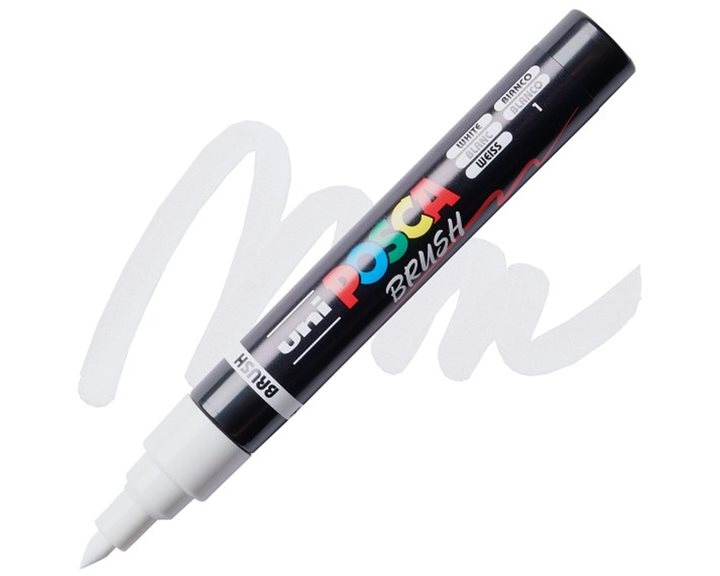Mαρκαδόρος Uni Posca PC-5BR Brush 1-4mm White
