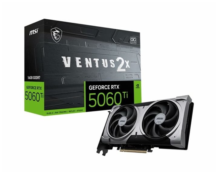 MSI VGA PCI-E NVIDIA GF RTX 5060 Ti 16G VENTUS 2X OC WHITE PLUS, 16GB/128BIT, GDDR7, HDMI/3xDP, DUAL FAN, 2 SLOT FANSINK, 3YW.