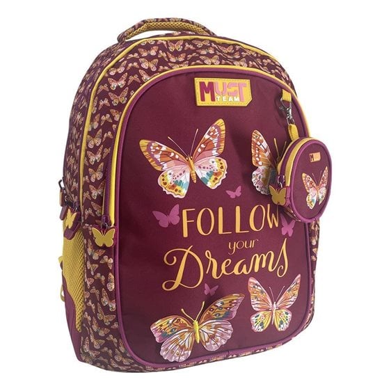 Τσάντα Πλάτης Must Team με 3 Θήκες 32χ18χ43 Butterfly Follow your Dreams 000587216