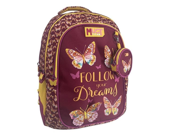 Τσάντα Πλάτης Must Team με 3 Θήκες 32χ18χ43 Butterfly Follow your Dreams 000587216