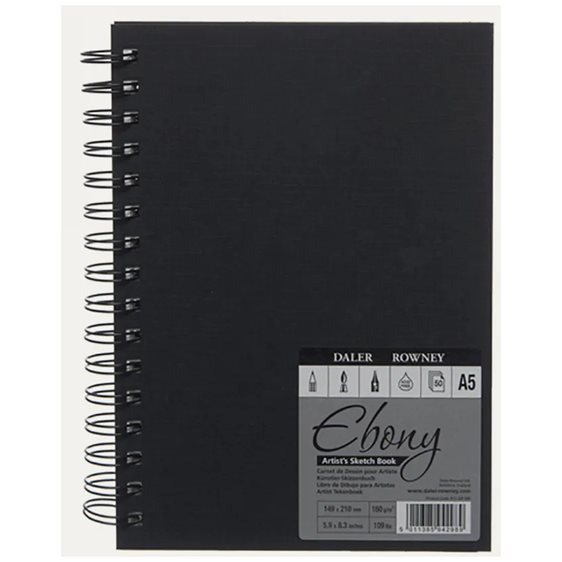Μπλοκ Σχεδίου Σπιράλ Ebony A5 Portrait 160g.