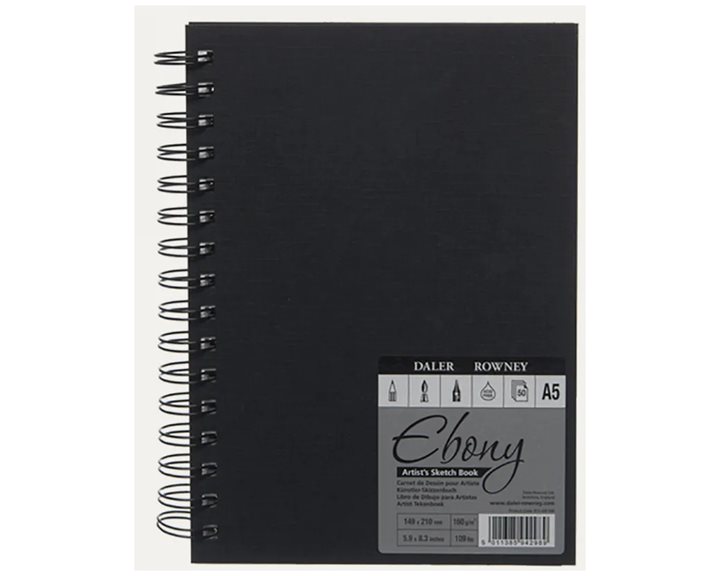 Μπλοκ Σχεδίου Σπιράλ Ebony A5 Portrait 160g.