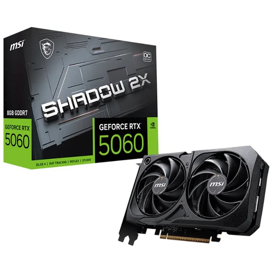 MSI VGA PCI-E NVIDIA GF RTX 5060 8G SHADOW 2X OC MAX, 8GB/128BIT, GDDR7, HDMI/3xDP, DUAL FAN, 2 SLOT FANSINK, 3YW.