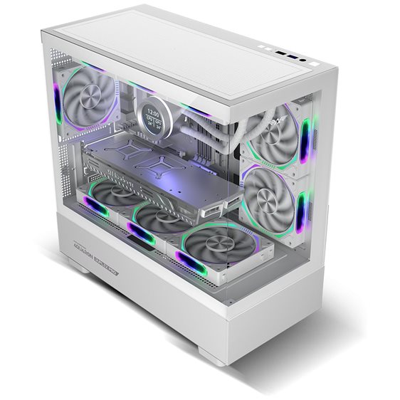 ARMAGGEDDON RGB M-ATX DUAL CHAMBER GAMING CASE AQUARON DUPLEX PRO WHITE