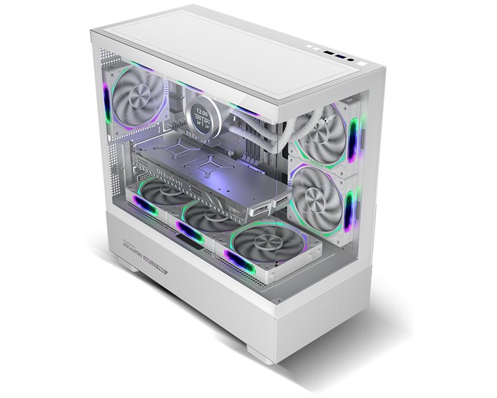 ARMAGGEDDON RGB M-ATX DUAL CHAMBER GAMING CASE AQUARON DUPLEX PRO WHITE