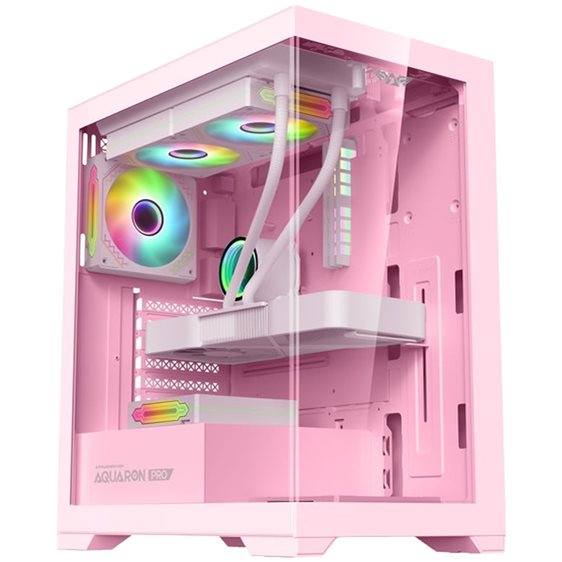 ARMAGGEDDON FULL ATX TRANSPARENT FISH TANK GAMING CASE AQUARON PRO PINK