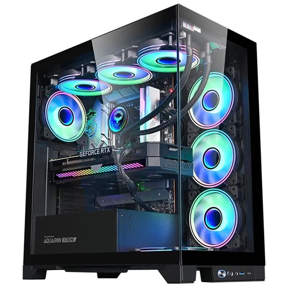 ARMAGGEDDON E-ATX RGB TRANSPARENT FISH TANK GAMING CASE AQUARON XTREME BLACK