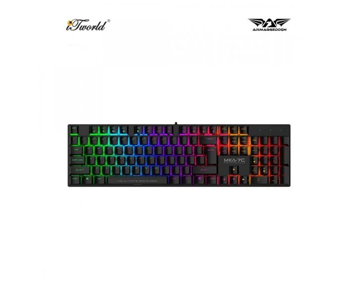 ARMAGGEDDON MECHANICAL HOT-SWAP KEYBOARD 12FX BACKLIGHT BLUE SWITCH MKA-7C 2024 BLACK CLICKY