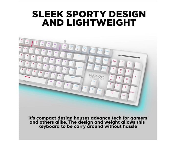 ARMAGGEDDON MECHANICAL HOT-SWAP KEYBOARD 12FX BACKLIGHT RED SWITCH MKA-7C 2024 WHITE LINEAR