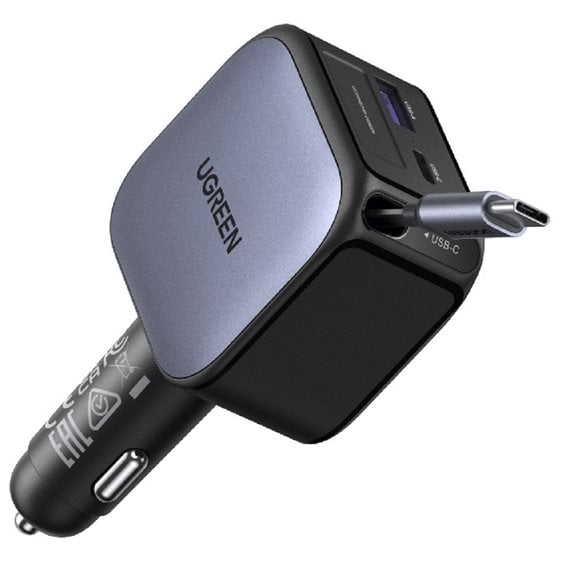 Φορτιστής Αυτοκινήτου 60W UGREEN EC602 55212B 2 Θέσεων,με καλώδιο USB-C 30W Γκρί