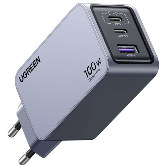 Φορτιστής Σπιτιού GaN PD 100W UGREEN X757 25874 3 Θέσεων, με καλώδιο USB-C 100W 1.5m Γκρί