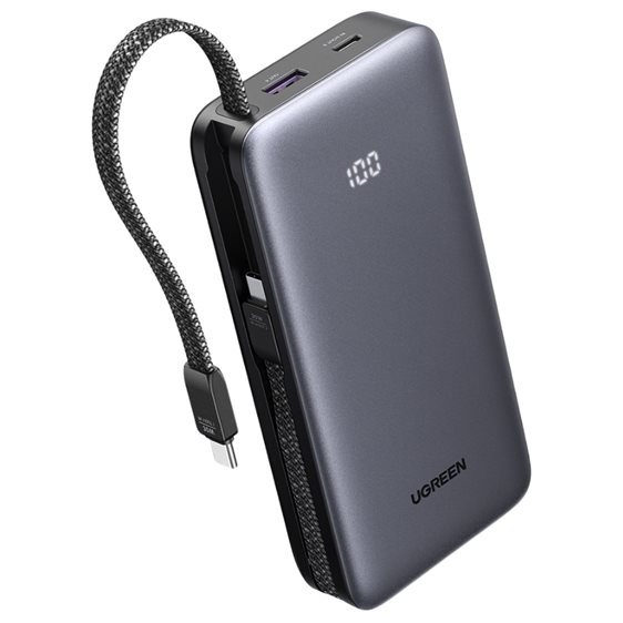 Power Bank 20000mAh PD 30W UGREEN PB528 55985B 2 Θέσεων, με 2 καλώδια USB-C Γκρι