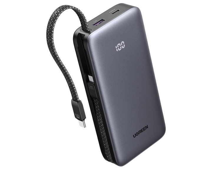 Power Bank 20000mAh PD 30W UGREEN PB528 55985B 2 Θέσεων, με 2 καλώδια USB-C Γκρι