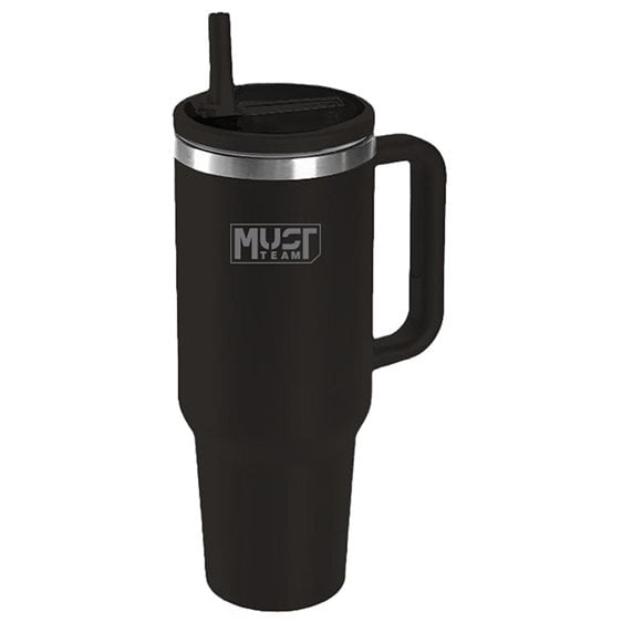 Ποτήρι Ανοξέιδωτο Θερμός Must 1200ml με Καλαμάκι Μαύρο 000587161