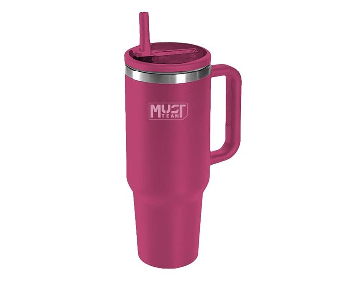 Ποτήρι Ανοξέιδωτο Θερμός Must 1200ml με Καλαμάκι Βυσσινί 000587160