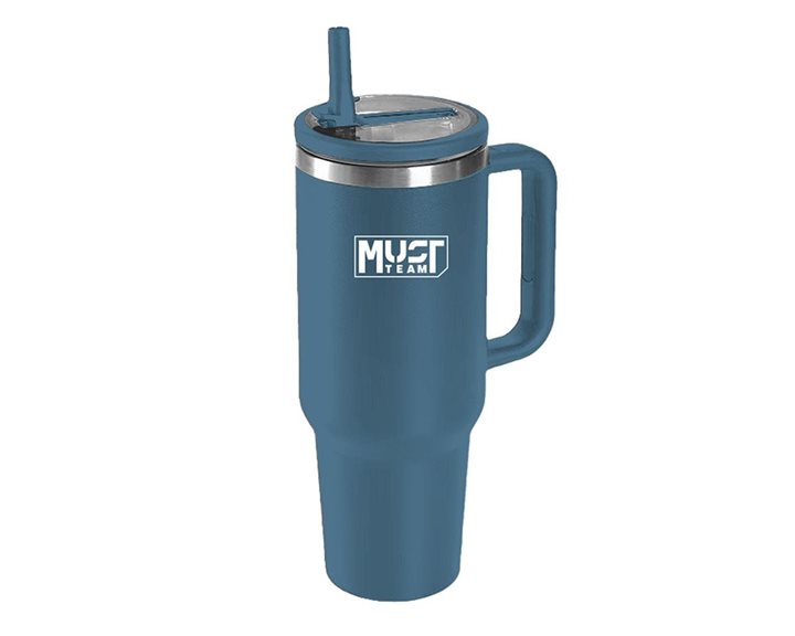 Ποτήρι Ανοξέιδωτο Θερμός Must 900ml με Καλαμάκι Μπλε 000587164