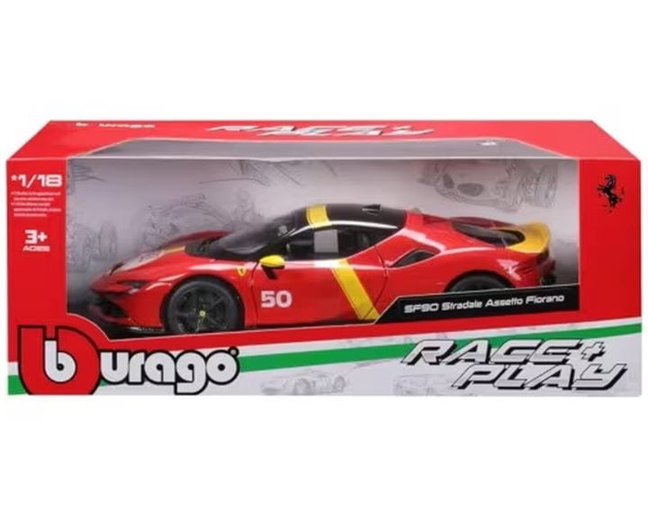 Bburago 1:18 Ferrari RandP Sf90 Stradale Assetto Fiorano, Red 50 18/16021