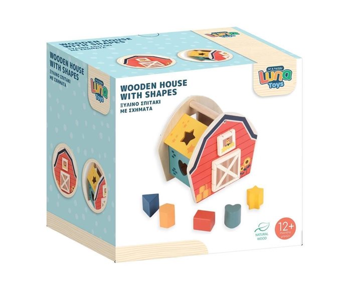 Σπιτάκι Ξύλινο Luna Toys Με Σχήματα 000622866