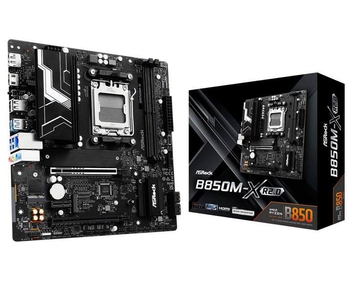 ASROCK MB B850M-X R2.0, SOCKET AMD AM5, CS AMD B850, 2 DIMM SOCKETS DDR5, HDMI/ DP, PCI-E GEN 4.0, GIGABIT LAN, MICRO-ATX, 3YW.