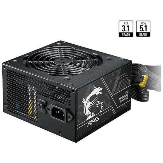 MSI PSU 750W MAG A750BN PCIE5 II, 80+ BRONZE CERTIFIED, HYDRUALIC BEARING 120MM QUIET & COOL FAN, 5YW.