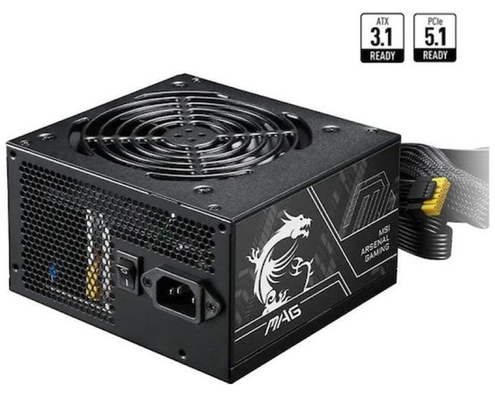 MSI PSU 750W MAG A750BN PCIE5 II, 80+ BRONZE CERTIFIED, HYDRUALIC BEARING 120MM QUIET & COOL FAN, 5YW.