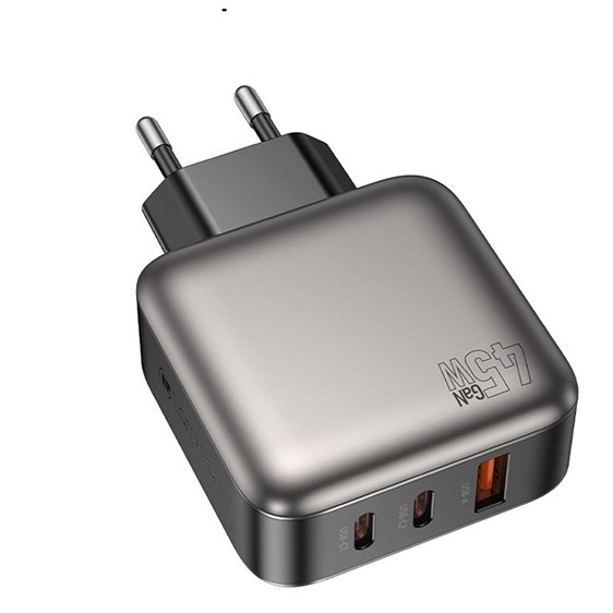 Lamtech Three Ports GaN Charger PD45W Grey