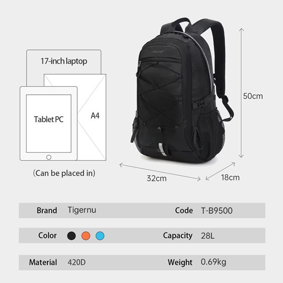 Tigernu Σακίδιο Πλάτης Laptop 15.6'' T-B9500 Black