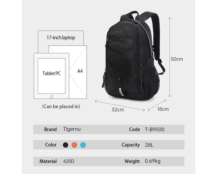 Tigernu Σακίδιο Πλάτης Laptop 15.6'' T-B9500 Black