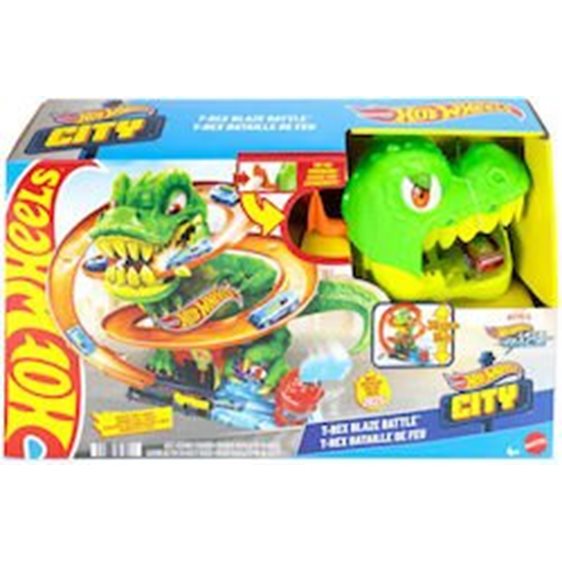 Mattel Hot Wheels City T-Rex Πυροσβεστικός Σταθμός Όχημα Παιχνίδι JBM73