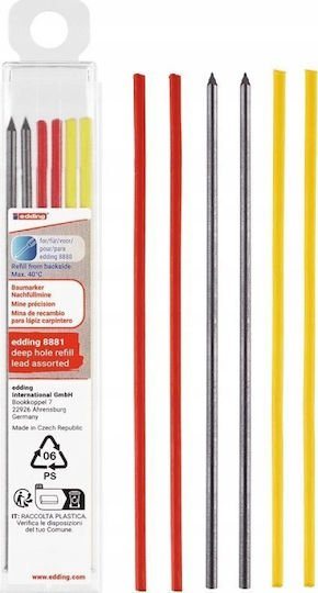 Edding Ανταλλακτικές Μύτες Graphite Black για Edding 8881 6τμχ. Mαύρο Κίτρινο Κόκκινο