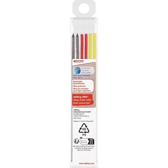 Edding Ανταλλακτικές Μύτες Graphite Black για Edding 8881 6τμχ. Mαύρο Κίτρινο Κόκκινο