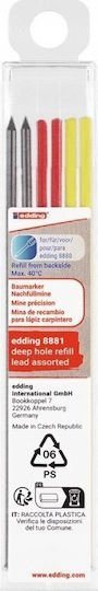 Edding Ανταλλακτικές Μύτες Graphite Black για Edding 8881 6τμχ. Mαύρο Κίτρινο Κόκκινο