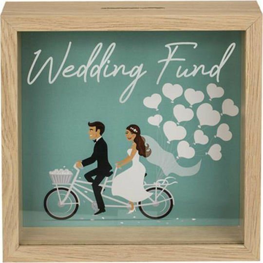 Κουμπαράς Τετράγωνος Ξύλινος Wedding 20x20cm