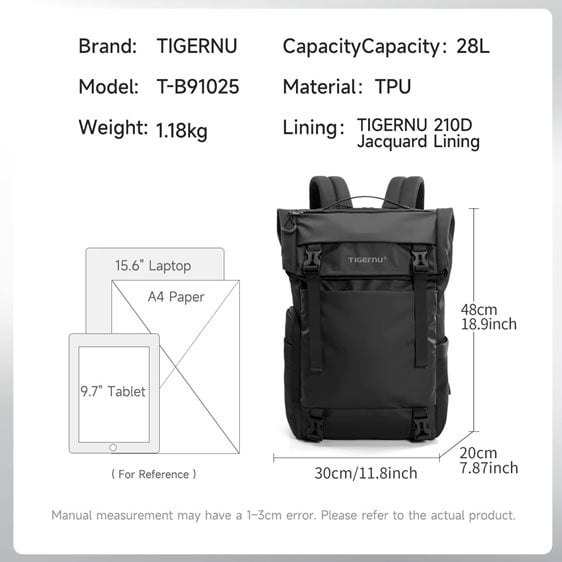 Tigernu Σακίδιο Πλάτης Laptop 15.6'' T-B91025 Black