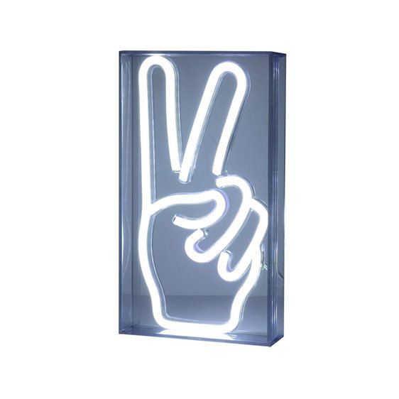 Διακοσμητικό Φωτιστικό Neon Led Peace Hand White 23x4x13εκ.
