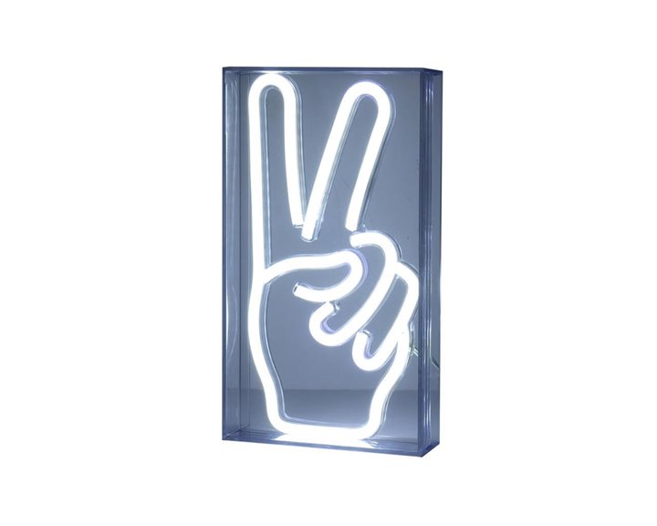Διακοσμητικό Φωτιστικό Neon Led Peace Hand White 23x4x13εκ.