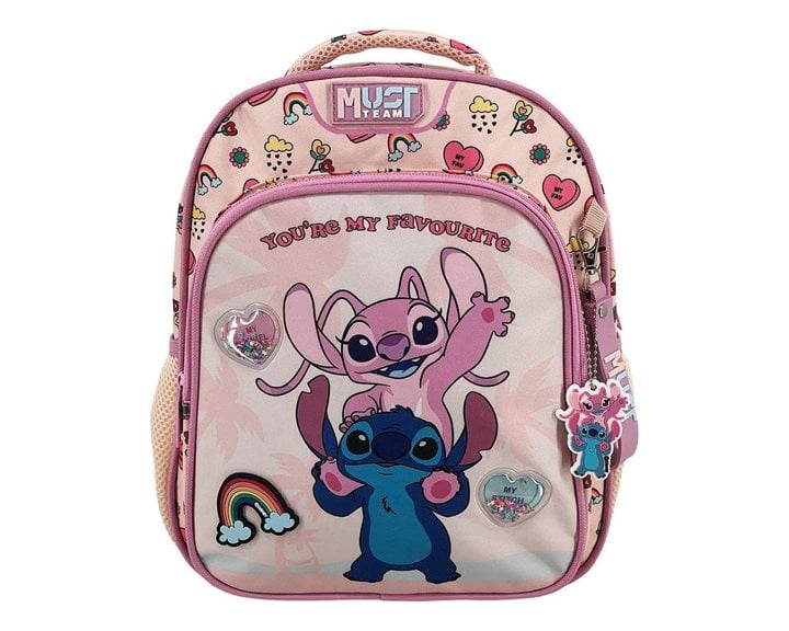 Τσάντα Πλάτης Νηπίου 27χ10χ31εκ. 2Θήκες Stitch & Angel You are my Favorite 000565888