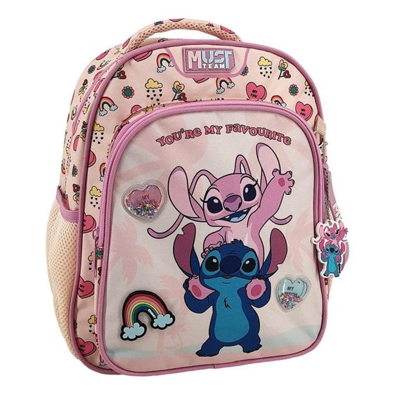 Τσάντα Πλάτης Νηπίου 27χ10χ31εκ. 2Θήκες Stitch & Angel You are my Favorite 000565888