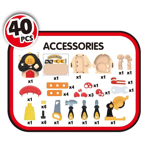 Βαλιτσάκι Μανιτάρι Εργαλεία Luna Toys Σετ 40 Τμχ., 27x13,5x24 εκ. 000622834