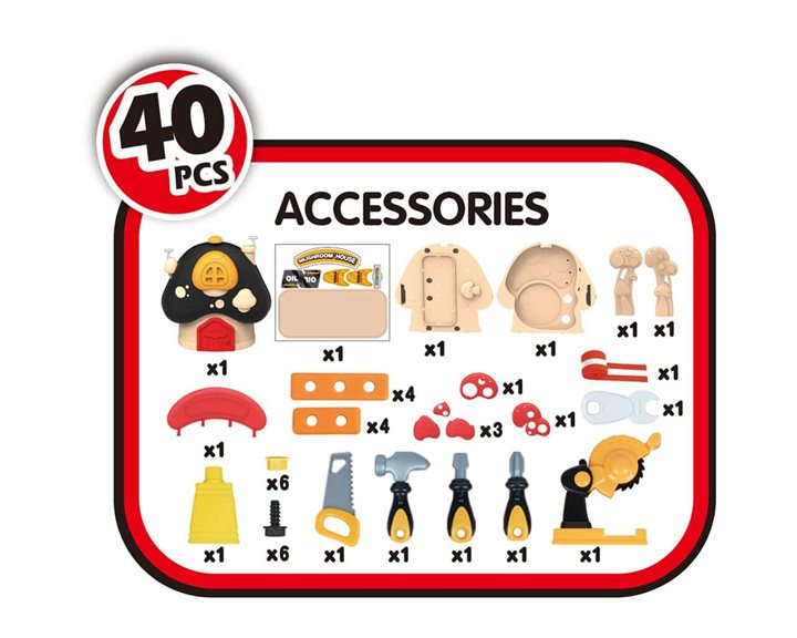 Βαλιτσάκι Μανιτάρι Εργαλεία Luna Toys Σετ 40 Τμχ., 27x13,5x24 εκ. 000622834
