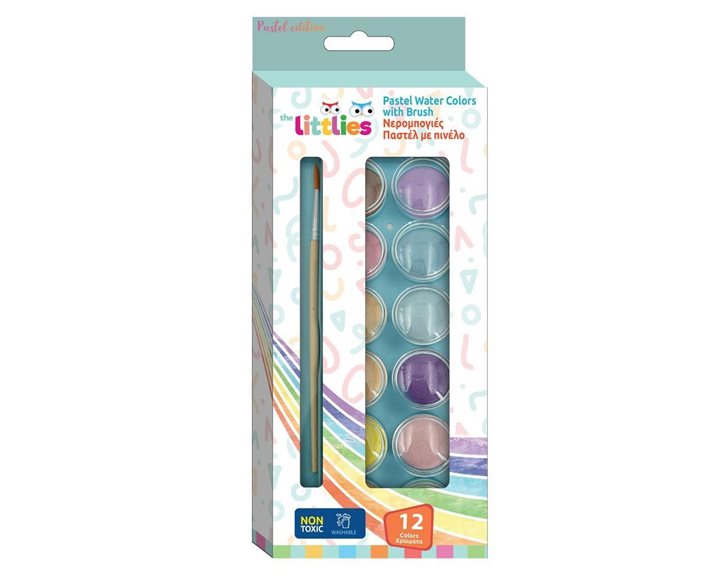The Littlies Νερομπογιές Παστέλ με Πινέλο 12χρώματα 000647092