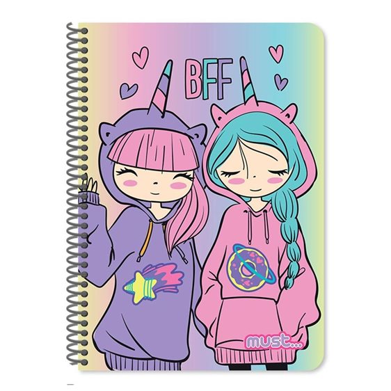Τετράδιο Σπιράλ Must 17x25 3Θ 90φ Best Friends