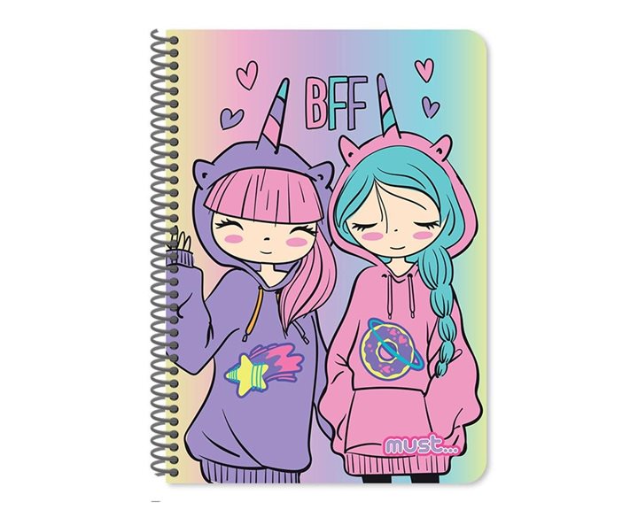 Τετράδιο Σπιράλ Must 17x25 3Θ 90φ Best Friends