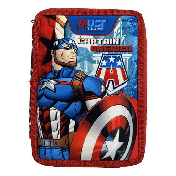 Κασετίνα Must Διπλή Γεμάτη 15χ5χ21 Captain America 000506307