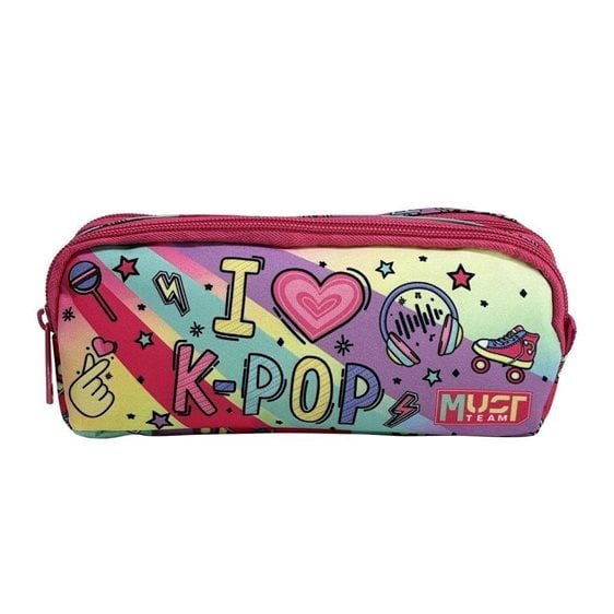 Κασετίνα Βαρελάκι Must 2 Φερμουάρ 21x6x9cm I Love K-Pop 000586264