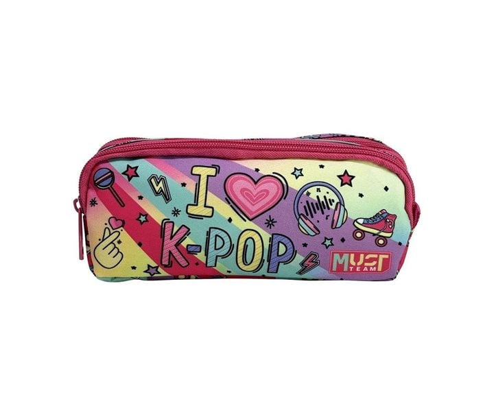 Κασετίνα Βαρελάκι Must 2 Φερμουάρ 21x6x9cm I Love K-Pop 000586264