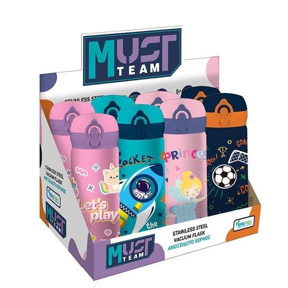 Παγούρι Θερμός Must Team Ανοξείδωτος 500ml με Καλαμάκι 8χ22εκ. 000587463