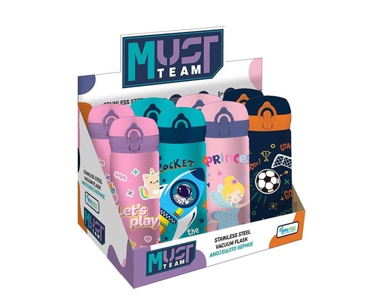 Παγούρι Θερμός Must Team Ανοξείδωτος 500ml με Καλαμάκι 8χ22εκ. 000587463