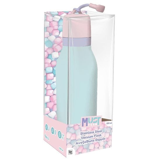 Παγούρι Θερμός Must Team Ανοξείδωτος 500ml Παστέλ Μπλε Μέντας 000587499