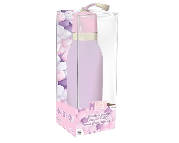 Παγούρι Θερμός Must Team Ανοξείδωτος 500ml Παστέλ Μωβ 000587498